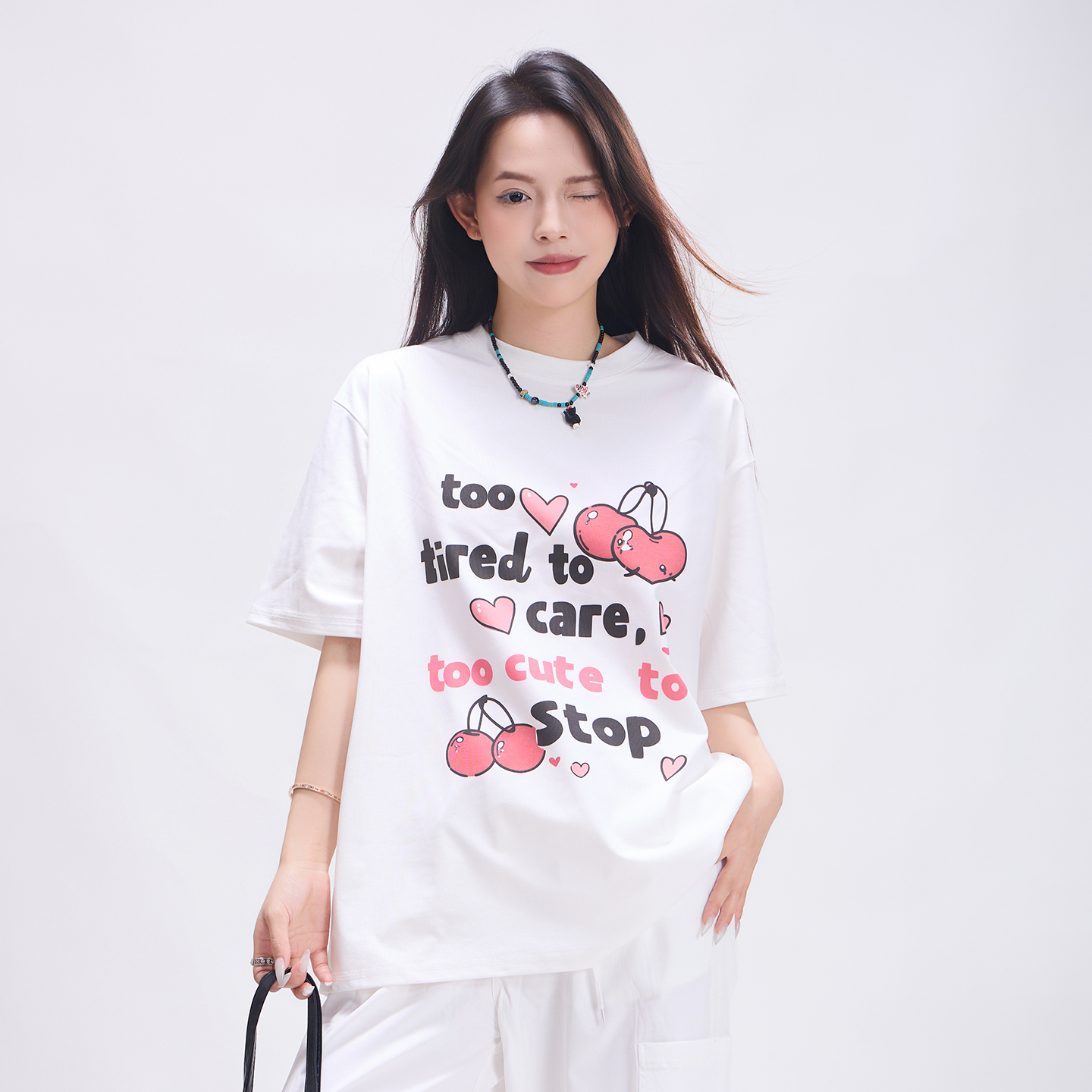 简约白色松弛感宽松t恤短袖女夏