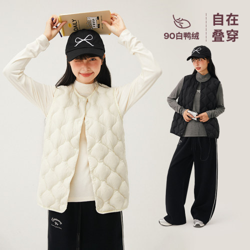 2024秋冬初中生圆领时尚羽绒马甲
