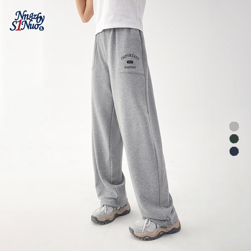 诺诺公主S1N初中生2026夏季字母印花休闲运动裤女青少年阔腿裤子