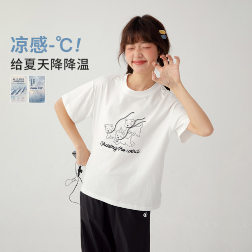 诺诺公主中大童学生白色凉感T恤