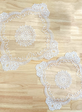 白色方形蕾丝镂空桌布绣花摆件装饰简约茶几花瓶装饰垫子防尘盖巾