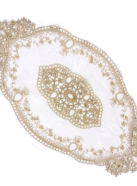 镂空蕾丝桌垫绣花装饰垫布网底刺绣花片 法式风格花边布艺 拍摄垫