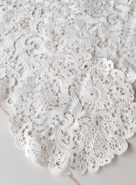 蕾丝刺绣桌布圆形绣花垫白色简约唯美风格桌垫柔软隔热垫花卉图案