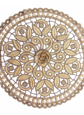 蕾丝绣花布片水溶花朵餐桌布台布欧式布艺茶几布抱枕刺绣圆形垫子