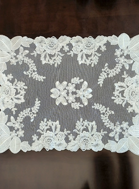 2025新款蕾丝白色洋气万能盖巾茶盘茶具防尘罩方形长方形欧式餐巾