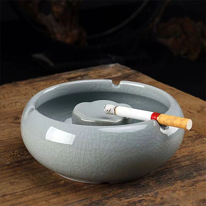 哥窑陶瓷烟灰缸创意个性时尚防风小号家用客厅办公室欧式潮流酒店