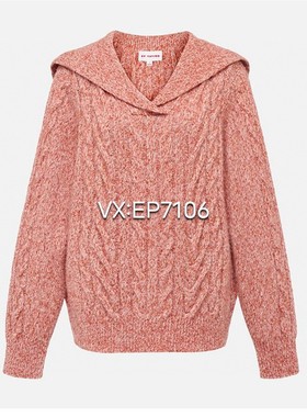 冬款橙色时尚领绞花套头针织衫 EGJIG9513A-3699