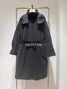 秋冬款黑色白鹅绒双面穿风衣式羽绒服 EGJIAY205A-4999