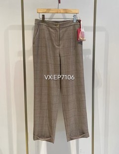 EPIIW6406A 子 6999 高端系列优雅通勤格纹绵羊毛松紧腰裤 秋冬款