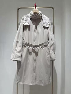 秋冬款卡其色白鹅绒双面穿风衣式羽绒服 EGJIAY205A-4999