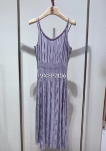 2199 EGKEA4201A 紫色 红色U领束腰吊带连衣裙