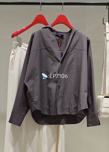 灰色纯棉高质感V领阔性感衬衫衬衣 EGKAC2221B-2199