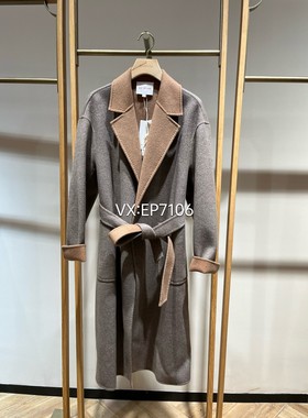 秋冬款咖色牦牛绒混纺羊毛大衣双面呢外套  EGJIR8317A-5699