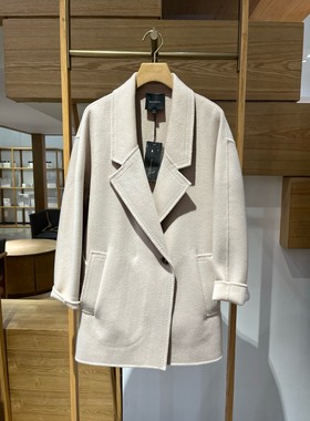 大雅家秋冬款经典平驳领宽松羊绒大衣外套 HFKIG8202A-21999