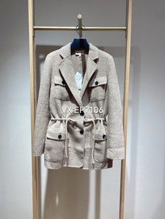 3899 专柜正品 秋冬款 气质口袋美利奴羊毛抽绳腰带外套 EGFAV1227a