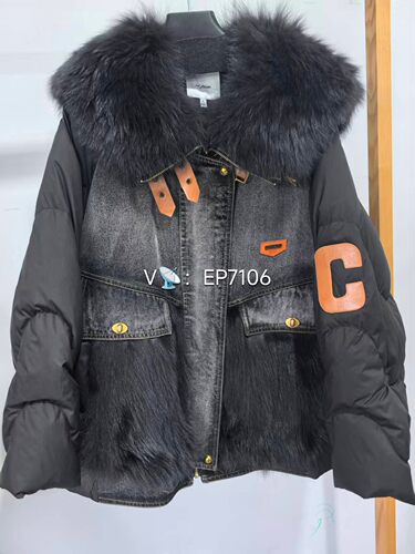 恩派雅黑色牛仔拼接羽绒服特惠 XNIIFN102AH
