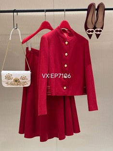 5999 EPJIW1529A 秋款 高级系列羊毛羊绒立领箱型微收腰雅正外套