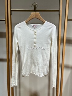 春夏款白色显瘦魔法圆领超弹纯棉针织打底衫 EGKEC9916A-1299