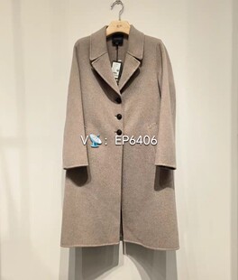 大雅家卡其色通勤西装领单排扣双面呢中长款大衣 HFLAW8301A
