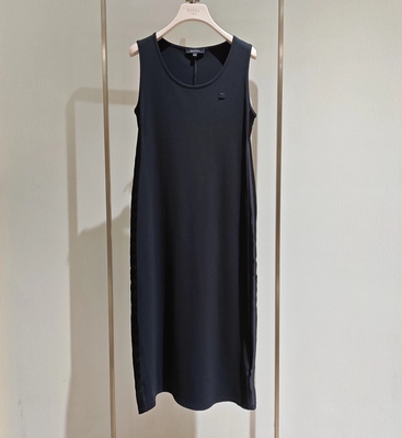 大雅家春夏款时尚圆领拼接亮面梭织直筒连衣裙 HFKPC4101A-2099