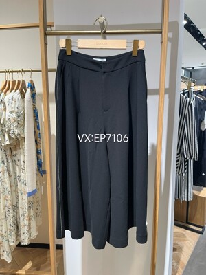 春夏款黑色垂感三醋酸宽松易打理九分阔腿裤 EGJET6301A-2699