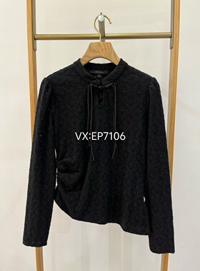 大雅家秋冬款黑色立领盘扣不对称下摆上衣 HFJAW5422A-1599