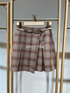 2699 EGIIW3406A 秋款 驼色美利奴羊毛A摆百褶半身裙半裙