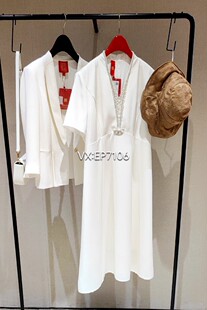 高端系列白色桑蚕丝气质感收腰宴会连衣裙 8999 EPKES4615A