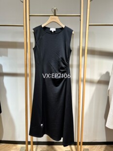 2699 EGKEW4125A 黑色天丝三醋酸收腰小黑裙圆领无袖 连衣裙