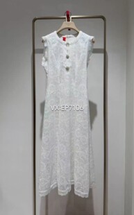 高端系列白色蕾丝收腰背心连衣裙 8999 EPKEC4655A