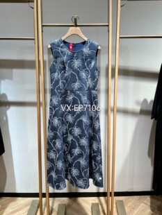 4999 EPKEC4107A 高级系列丝棉提花圆领显瘦收腰A摆无袖 连衣裙