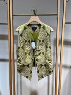 绿色羊绒桑蚕丝织锦提花国风马甲 4999 EGKPS1018A