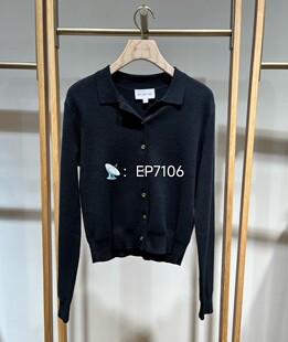 春夏款黑色棉羊绒简约衬衫式直身型针织开衫 EGKPG9162A-2399