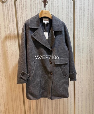 冬款灰色羊驼毛羊毛一手长大翻领毛呢大衣 EGJIG8309A-4299