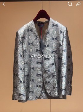 春夏款灰色重工真丝提花织锦缎西装外套 EGKPS1117A-7999