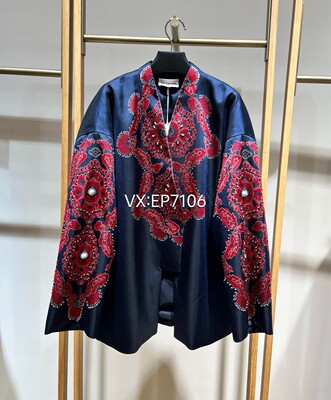 秋冬款藏青色重工刺绣礼服外套 EGJASV108B-10999