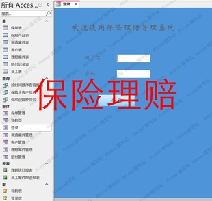 Access作业课程设计数据库宏案例素材保险理赔管理系统