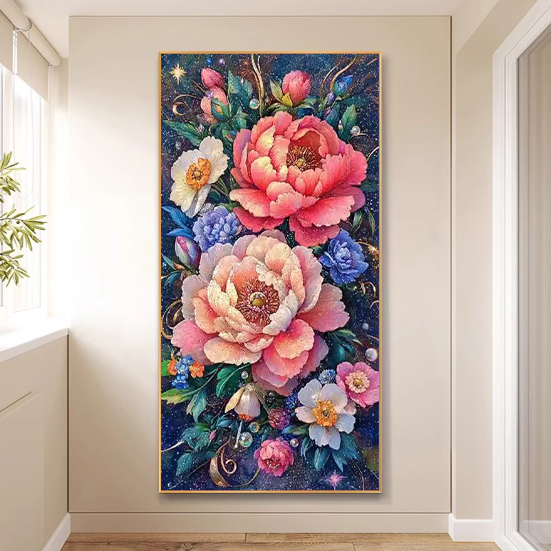 富贵牡丹钻石画满钻2026新款客厅玄关手工贴十字绣钻石绣花卉简约