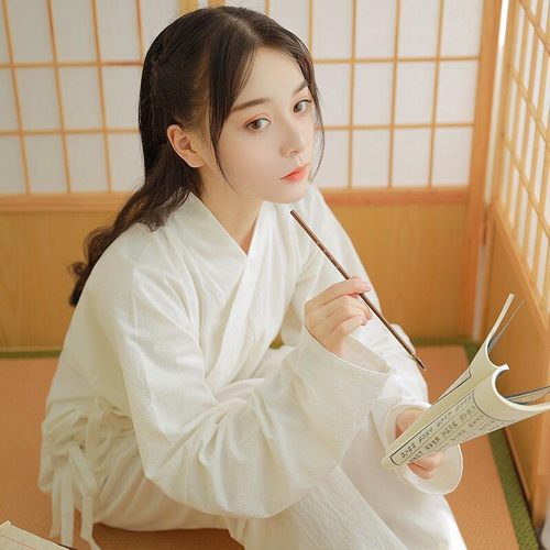 传统汉服内搭中衣练功服女士白色