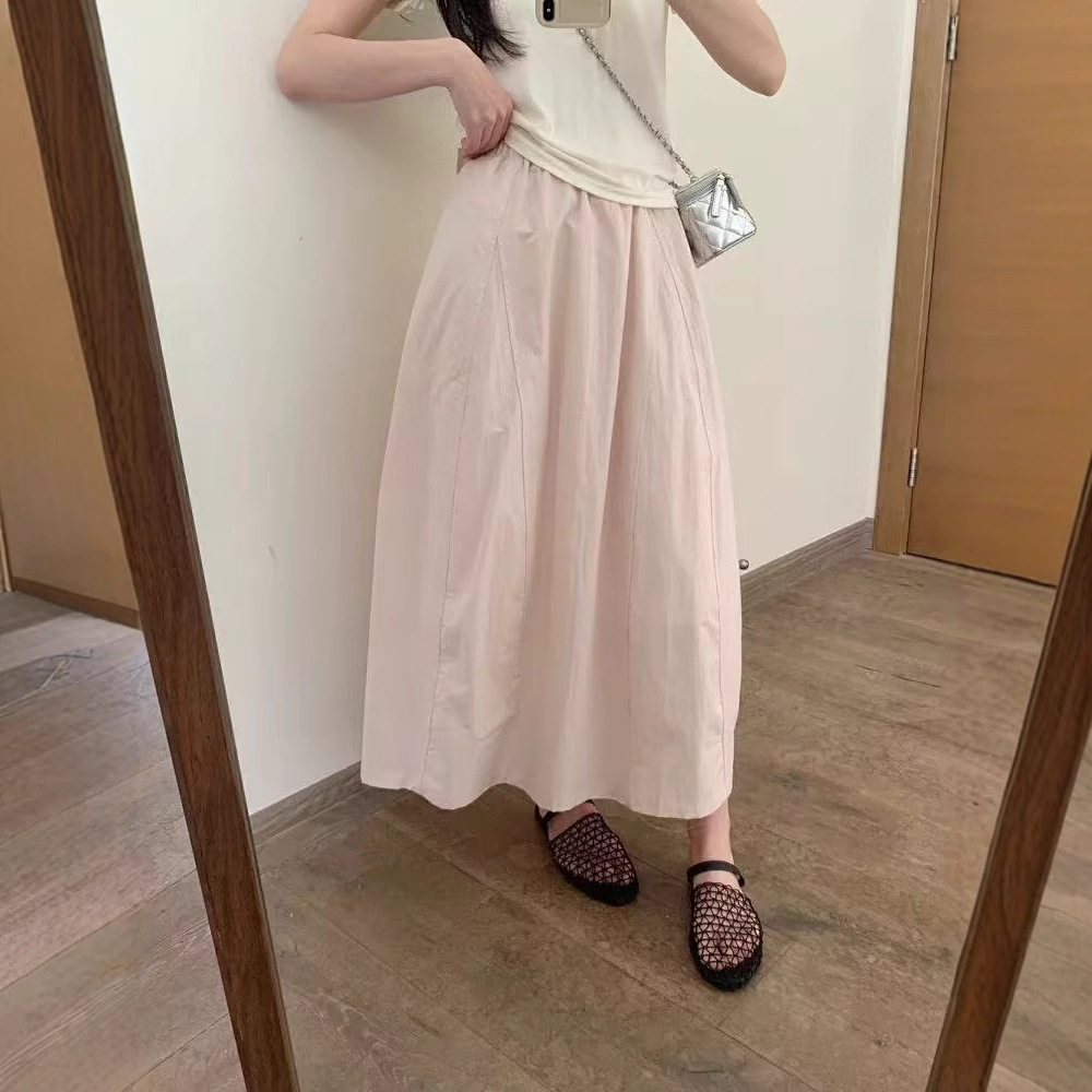春季法式a字裙半身裙女高腰伞裙小个子遮胯显瘦中长款裙子