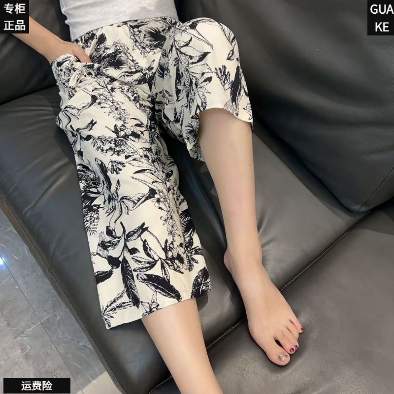 夏季人造棉七分休闲裤