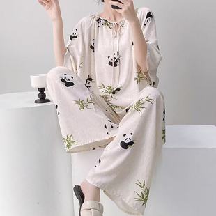 家居服 新中式 大码 睡衣女2025新款 少女甜美棉绸睡衣女两件套装