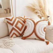 橘色圈绒抱枕簇绒靠包法式 摩洛哥民族风ins风客厅靠枕民宿靠垫套