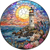 带框钻石画花草灯塔diy卡通马赛克拼图粘贴画学生手工