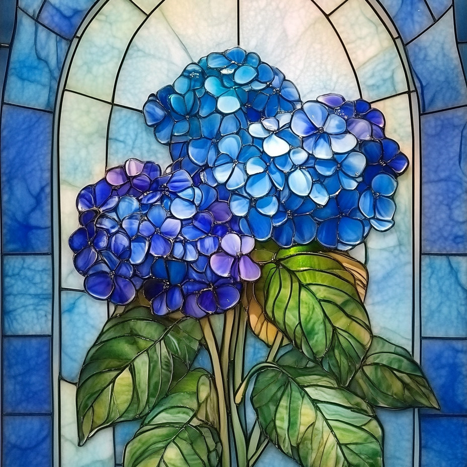 带框钻石画蓝色绣球花diy钻石绣卡通马赛克拼图粘贴画相框画