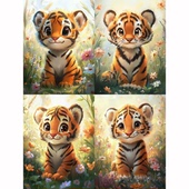 带框钻石画小老虎diy钻石绣卡通马赛克粘贴画学生手工作业