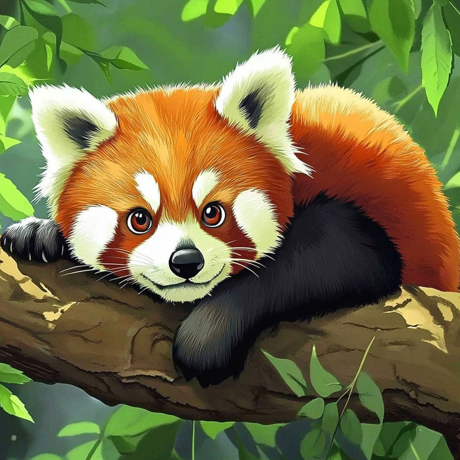 带框钻石画树上小熊猫diy钻石绣卡通马赛克拼图粘贴画相框画