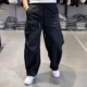 宽松痞帅直筒阔腿长裤 春季 男美式 休闲裤 百搭潮 高端复古多口袋工装