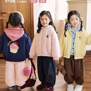 女宝韩系加绒夹棉棒球服外套秋冬季2025新款儿童加厚保暖夹克棉衣