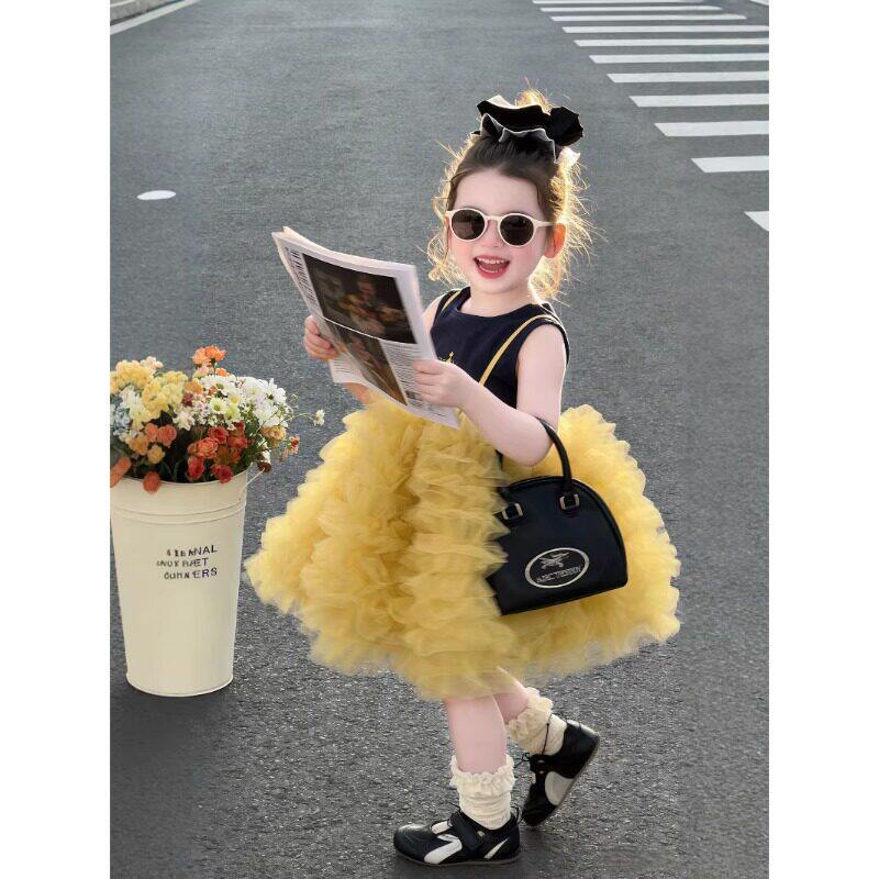 女童韩系穿搭套装夏季儿童女宝星星人背心内搭吊带网纱蛋糕公主裙